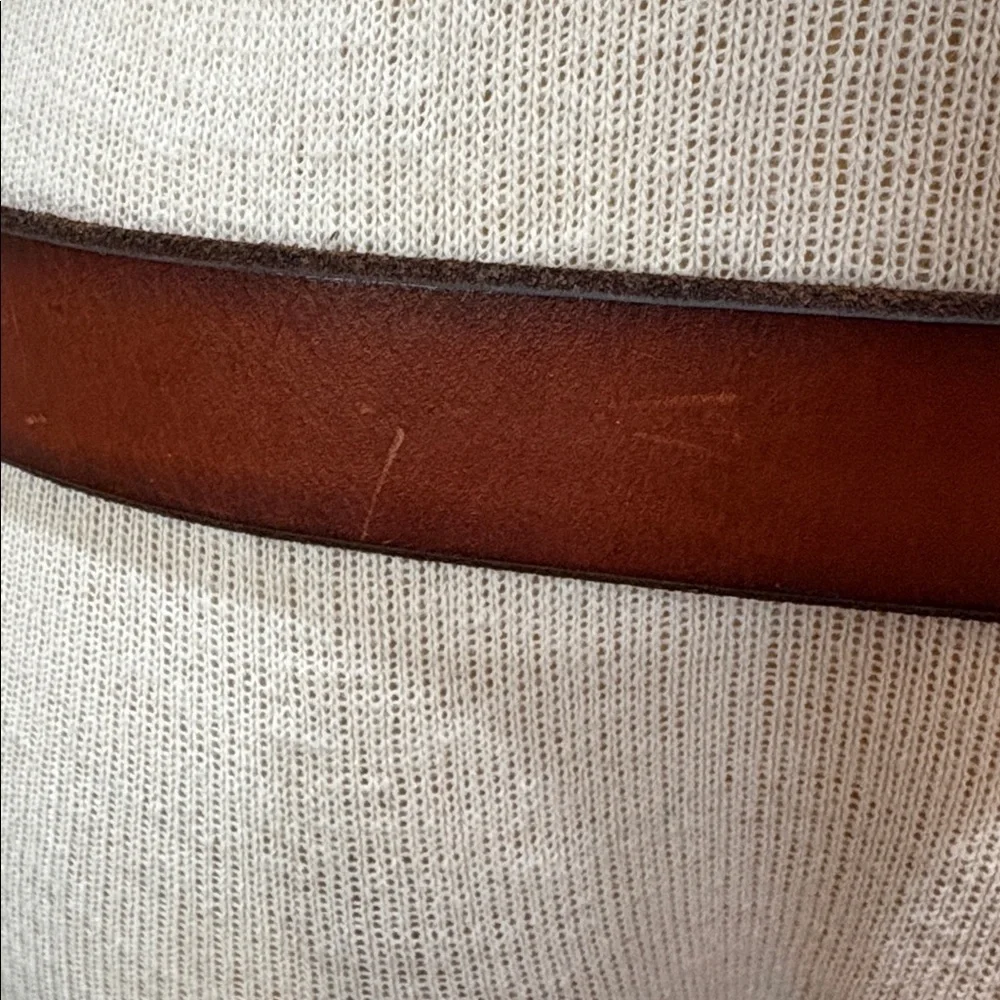 Fossil sz M brown leather belt with brass/leather buckle